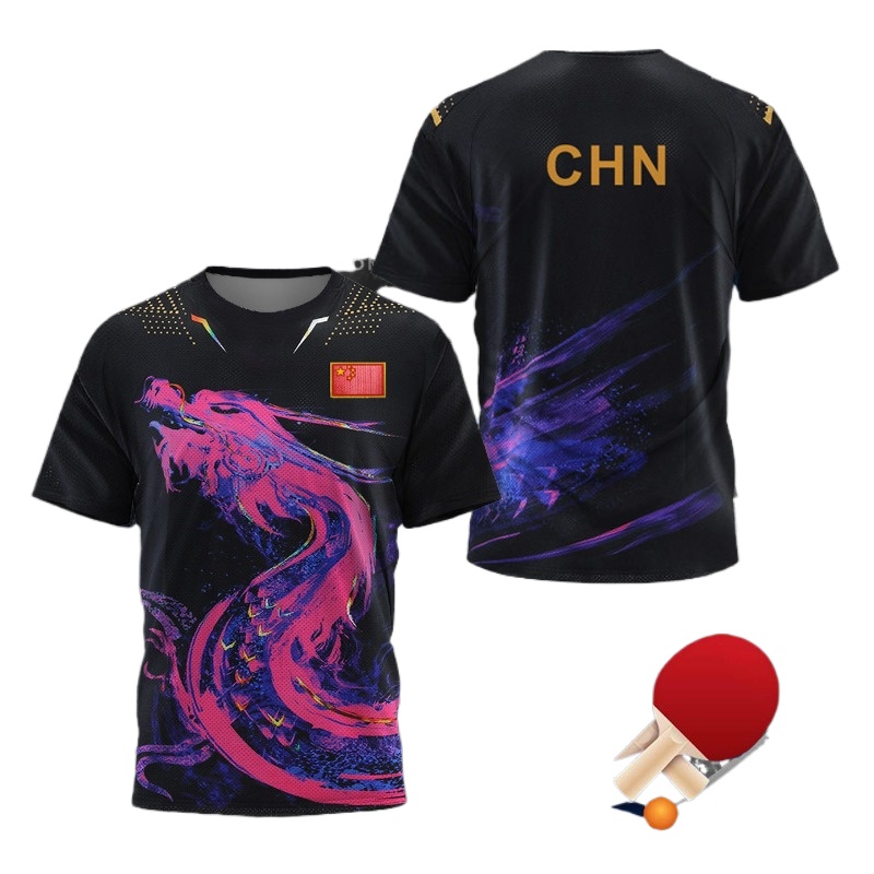 Table Tennis Zhang Jike - เสื้อยืดลายกราฟิกเทเบิลเทนนิสลายมังกรจีนสำหรับผู้ชาย เสื้อผ้าแฟชั่น เสื้อยืดกีฬาแบดมินตัน เสื้อปิงปอง เสื้อยืดออกกำลังกาย
